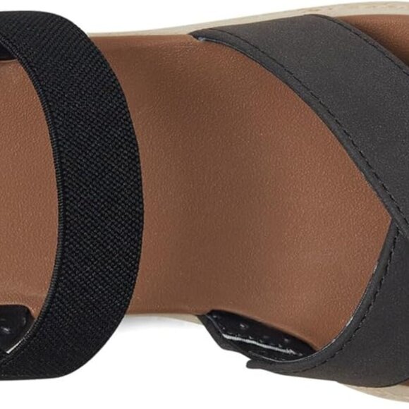 Womens Faux Leather Slip-Ons 6.5 Black/White Summer Comfort Vegan - Picture 2 of 7